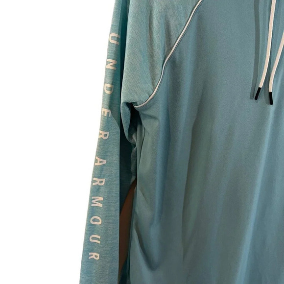 Under Armour Turquoise Hoodie Medium Sleeve Logo Drawstrings Athletic Gym Top - Picture 5 of 8
